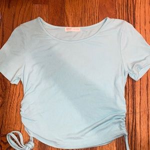 Baby blue rushed crop top